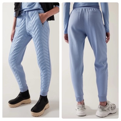 NEW Size 12 Athleta Après Ski Heron Blue Relaxed Quilted Mid Rise Jogger Pant