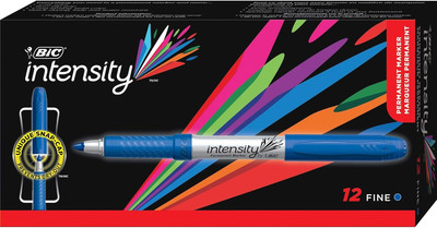 Intensity Blue Permanent Markers, Fine Point, 12-Count Pack of Blue Markers Wit