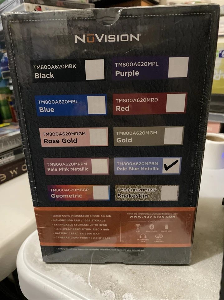 NuVision Tablet 8” Android 6.0 1 GB RAM 16 GB HD Pale Blue Metallic - Image 2 of 2