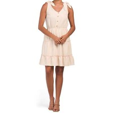 NWT Lucky Brand Women's Tie Shoulder Clip Dot Ruffle Tiered Mini Dress Large