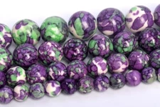 Purple & Green Rain Flower Jade Beads Round Loose Beads 4/6/8/10/12MM