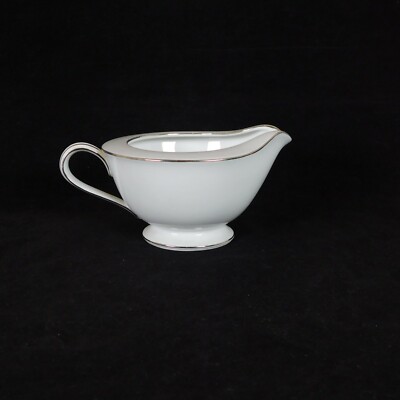 Noritake Grayburn Footed Creamer Gray Rim Platinum Trim Ring Discontinued FLAW