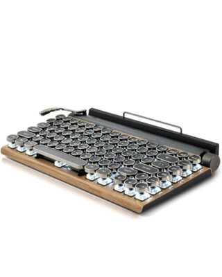 Retro Typewriter Keyboard 7KEYS Electric Vintage w/ Bluetooth 5.0 Wood