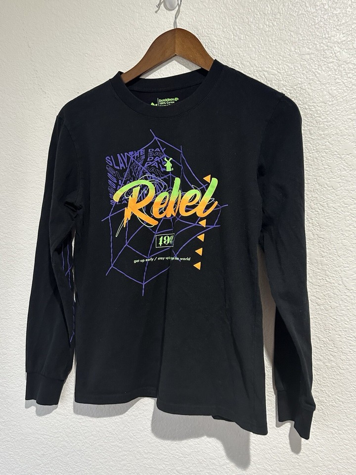 Dutch Bros Rebel 1992 Halloween Shirt Medium Long Sleeve Black Orange