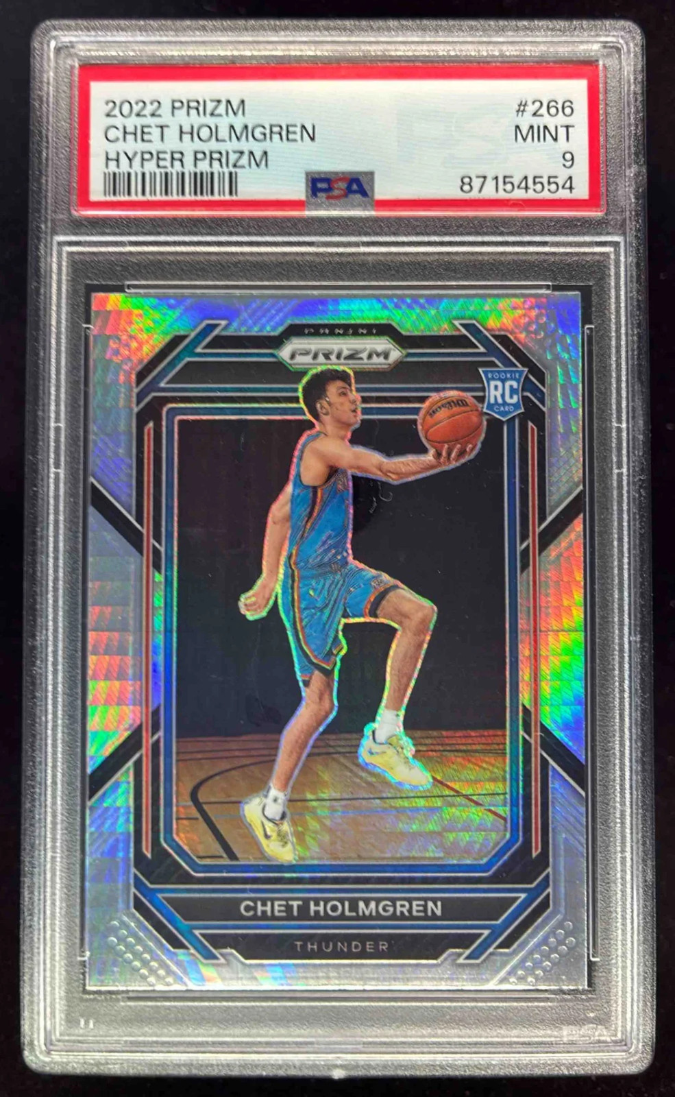 2022-23 Panini Prizm Prizms Hyper #266 Chet Holmgren RC PSA 9