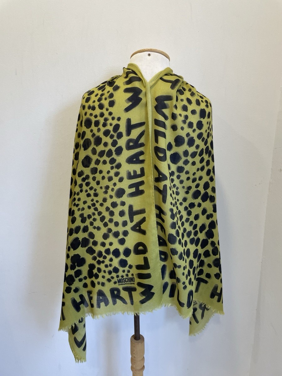 Y6# Moschino Cheap and Chic Scarf Cashmere Silk Wool Leopard “Wild