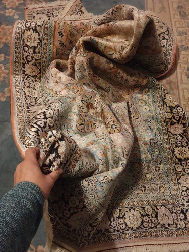 Seiden Handgeknüpfter Orientteppich LEBENSBAUM 124×192cm Vintage Seide Teppich - Bild 12 von 24