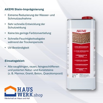 Akemi Stein Imprägnierung / 5 Liter / Schmutzabweisend / Naturstein / Kunststein