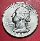 1958D Choice Uncirculated US Washington SILVER Quarter! "Denver" Mint! Old Coin!