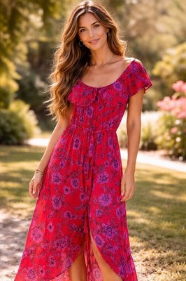 chinese dress ladies Band of Gypsies Floral Long Sleeve Wrap Dress Size Large