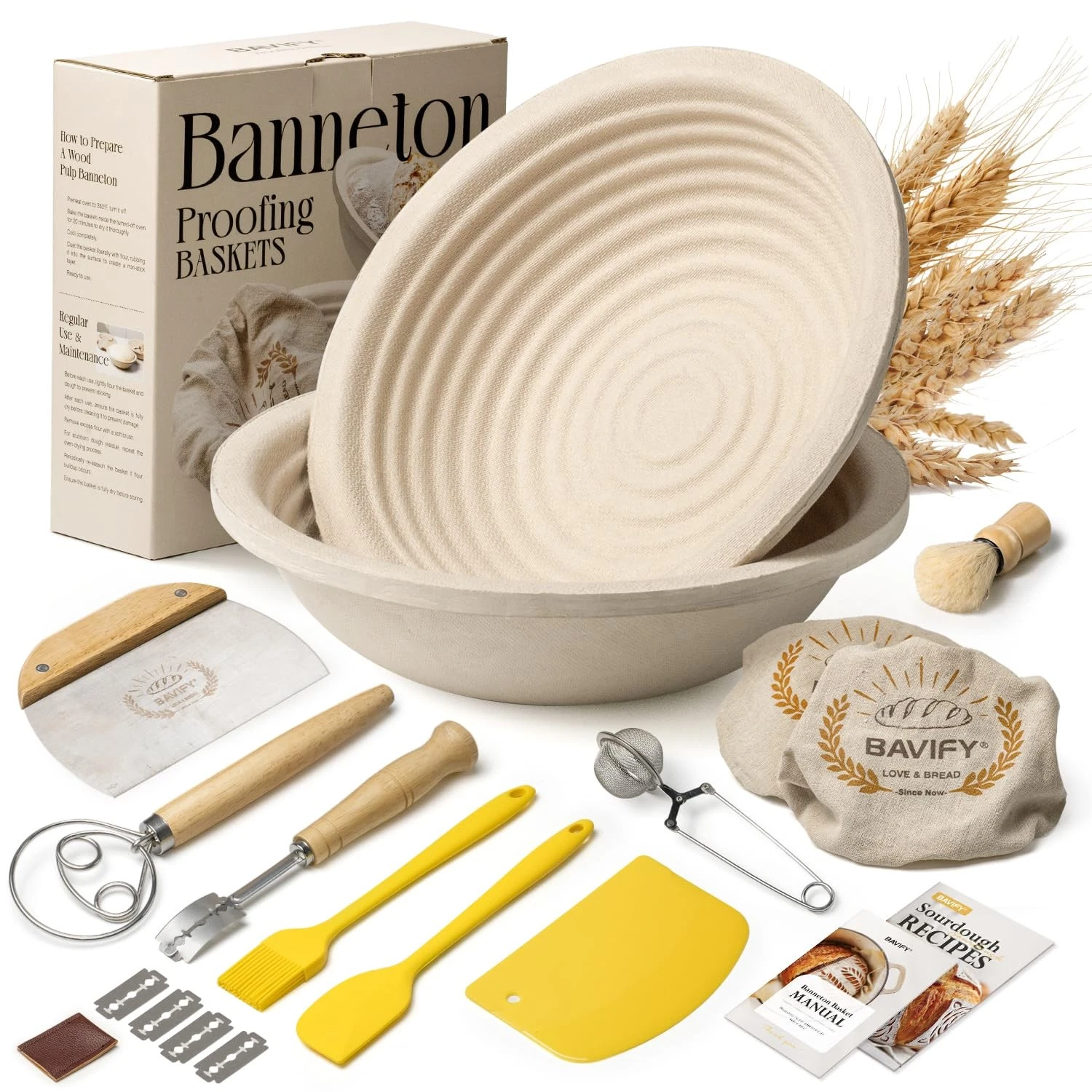 Wood Pulp Banneton Bread Proofing Basket Set, Non-Stick Dough Proofing Bowl f...
Opens in a new wind