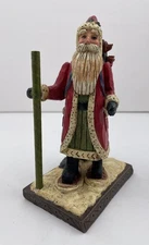 Raz Imports Old World Style Christmas Santa Claus With Gift Bag And Staff 6”