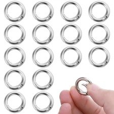 Lusofie 16 Pcs O Ring Clip Spring O Clasp Round Mini Carabiner Silver 