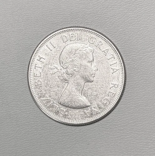 1959 Canada 50 Cents Queen Elizabeth II Silver Half Dollar Coin .800 Fine - Nice