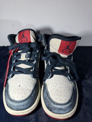 Nike Air Jordan 1 Mid SE Armory Navy Gold Red White FN1353 400 GS Size 3.5Y
