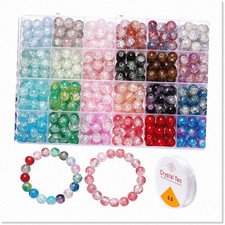 408 Crackle Glass Beads in 24 Colors for Jewelry Making