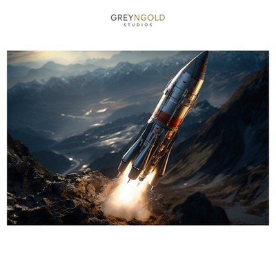 Spaceship, The Rocket Poster Wall Art Print pick size A4/A3/A2/90x60cm