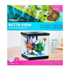 Aquarium Starter Kit for Betta Fish Small 1.5 Gallon Tank with Light
