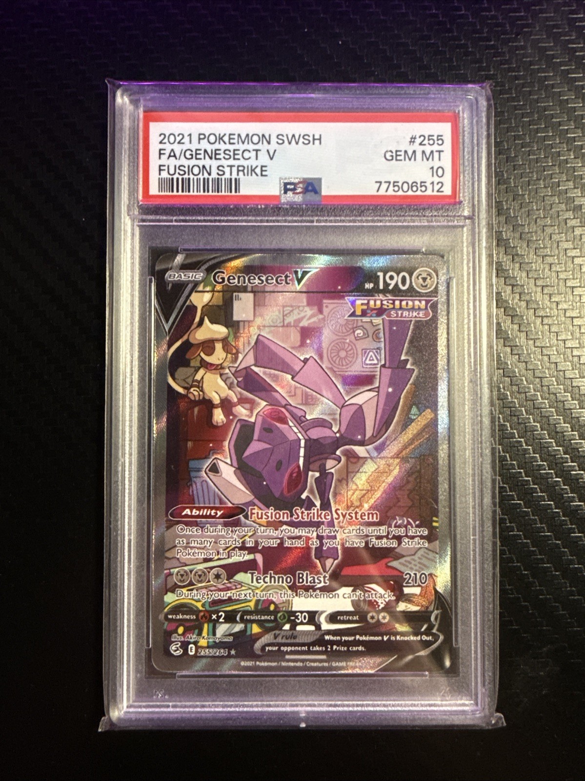 2021 ENGLISH Pokémon SWSH FA GENESECT V / Fusion Strike GEM MT 10 255/264