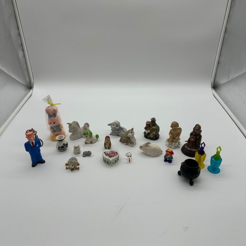 Vintage Miniature Figurine Lot 20pc Porcelain Animals Santa Unicorn Cherub Decor