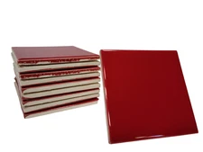 Candy Apple Red Ceramic Tile 4.25 in Subway Subway Square Mid Century Modern