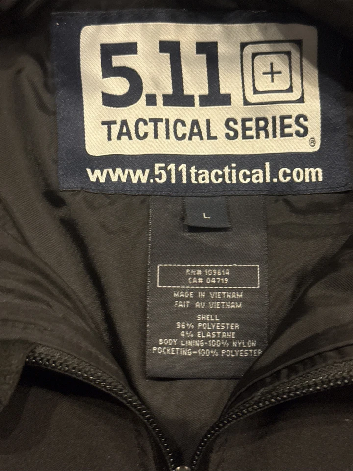 5.11 Tactical Hooded Jacket Mens Large Black Sabre 2.0 Zip Up Multiple Pockets - Image 4 of 4