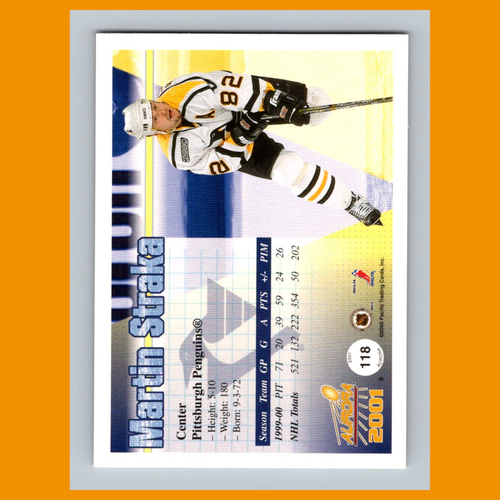 Martin Straka #118 2000 Pacific Aurora Pittsburgh Penguins Hockey Card NHL NM - Picture 2 of 3