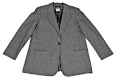 Womens Blazer Sag Harbor Size 16 Gray Wool Rich Blend Shoulder Pads