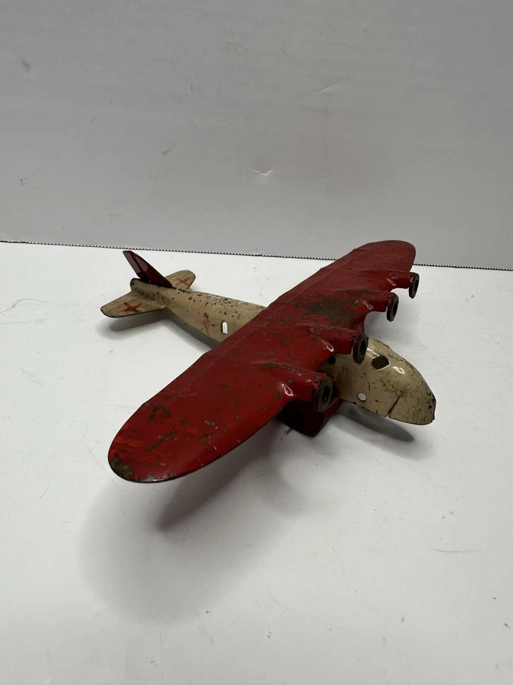 Avión de juguete vintage Wyandotte China Clipper acero prensado metal rojo años 30 Foto 2 de 4
