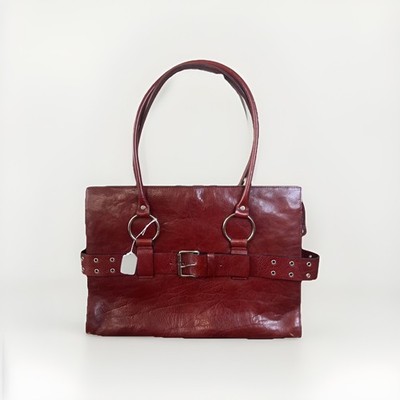 Wilson's Genuine Leather Structured Wine Red Executive Tote Shoulder Bag Retro
