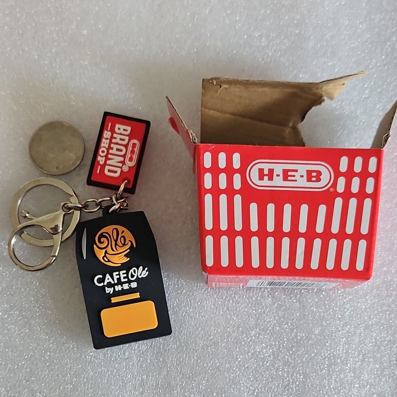 H-E-B Stop Cafe Ole Advertising Keychain w/ Trigger Clip & Detachable Keyring