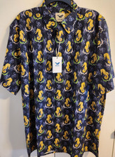 Yiume Davids Wear Hawaiian Shirt Mens XL Blue Seahorse Cotton NEW w/TAG