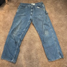Vintage Calvin Klein Jeans Carpenter Denim Pants 36x34 Double Stone Wash