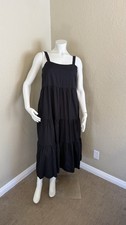 The Drop Women's Black Tiered Square Neck Sleeveless Midi Dress, XXL