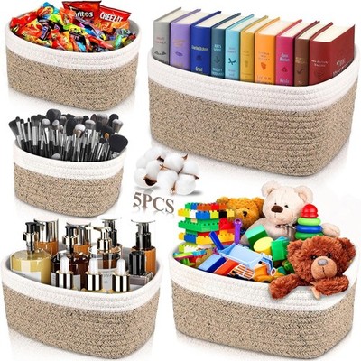 ZHHGOO 5er Set Aufbewahrungskorb Geflochten,Cotton Rope Braided Storage