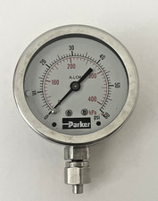 Parker A-LOK 0-60 PSI Stainless Pressure Gauge 0-400 kPa UNTESTED