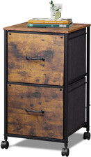 Rustic Brown 2-Drawer Mobile File Cabinet  Printer Stand for Home Office