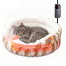 Cat Heated Bed, Electric Washable Pet Bed for Indoor Cats Small Dogs, Anti-Bi...