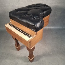 Bespoke Piano Shaped Leather Storage Ottoman Button Back Stool Music Room