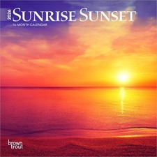 Sunrise Sunset 2026 7 x 14 Inch Hanging Monthly Mini Wall Calendar BrownTr