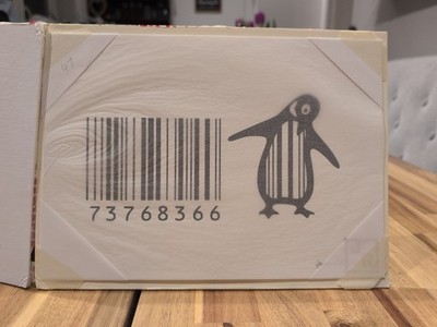 James Robinson - penguin barcode orig. print 2022 - (like Stik, Banksy, AME72)