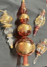 Egyptian Glass Blown 24k Gold Accents Christmas Tree Topper & Ornaments Lot