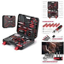 Ergonomic 218-Piece Tool Set in Stylish Black and Red - Perfect for DIY Projects