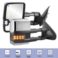 Pair Power Heated Tow Mirrors For 2014-2018 Chevy Silverado 1500 W Turn Signal