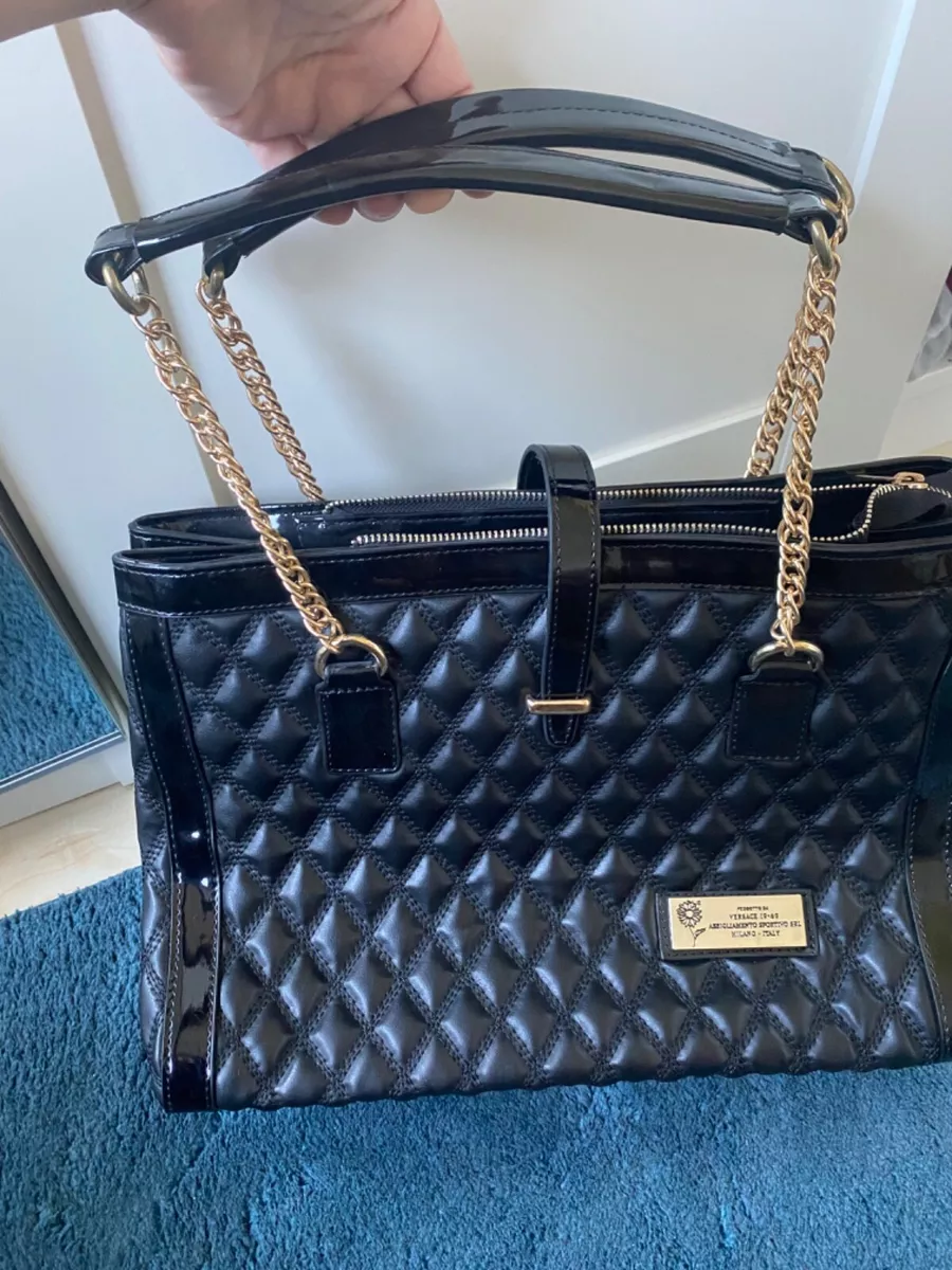 Versace 19v69 Abbigliamento Sportivo SRL Milano Italia Black Embossed  Checkered Satchel/handbag/tote 