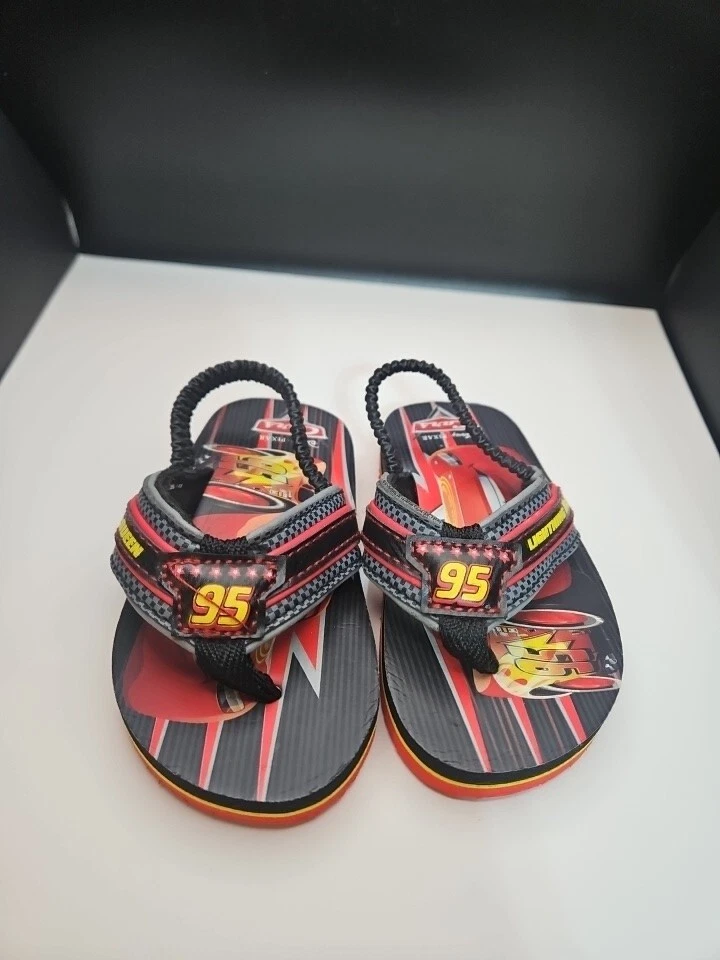 Lightning McQueen 95 Cars Flip Flop Sandals Beach Heel Strap Toddler Small 5-8@# - Image 2 of 4