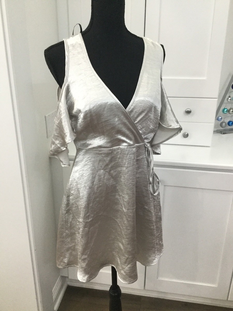 silver foil dress Glamorous Strapless Ballgown Wedding Dress in Silver Foil