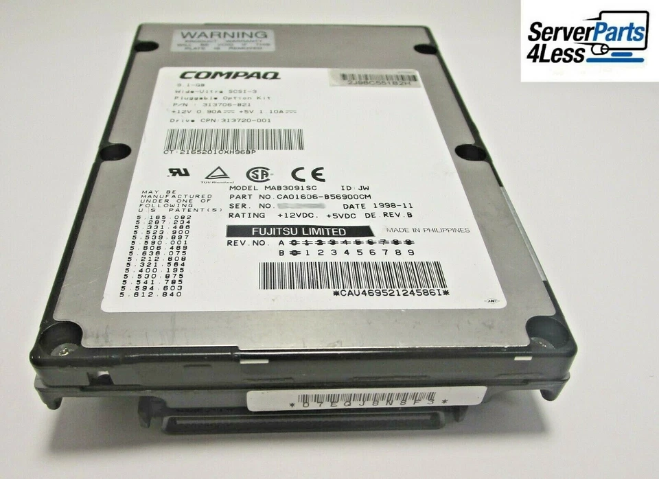 313720-001 Compaq 9.1GB Wide Ultra SCSI-3 Pluggable 7200RPM 80Pin HDD 313706-B21 - Image 3 of 4