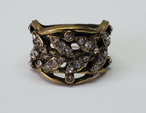 Anillo antiguo de latón de cristal de banda ancha talla 6,5 | eBay