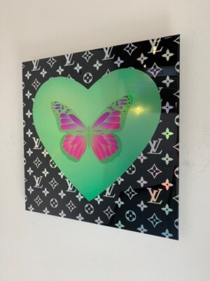 Original VAN APPLE  Mischtechnik auf ALU '' Butterfly love'' handsigniert NEU
